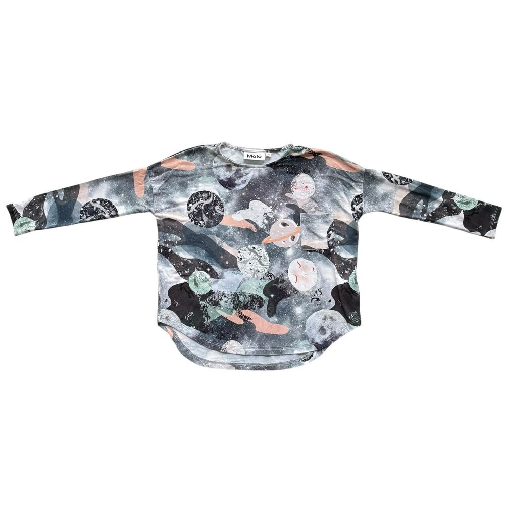 Molo Space Themed Long Sleeve Pocket Top Size 116(6y)